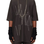 T-shirt a maniche corte jumbo in grigio Rick Owens x Moncler - unisex 