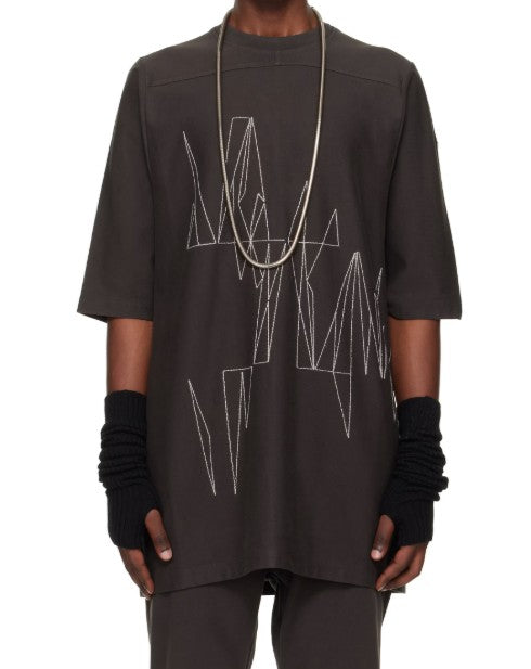 T-shirt a maniche corte jumbo in grigio Rick Owens x Moncler - unisex 