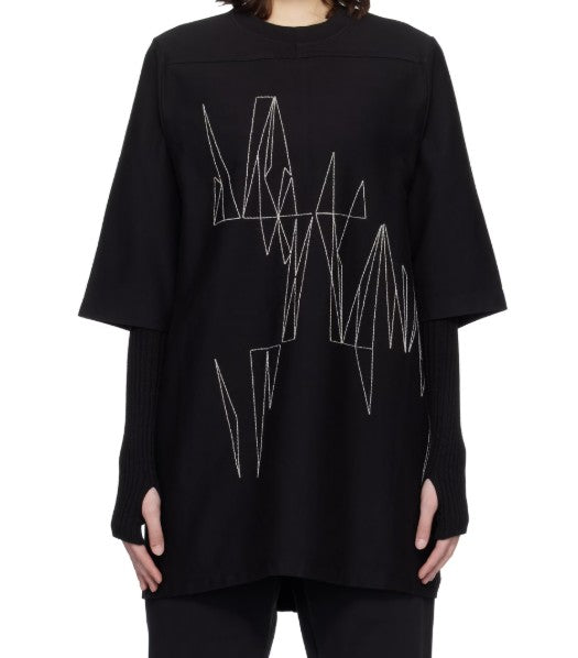 T-shirt a maniche corte jumbo in nero Rick Owens x Moncler - unisex 