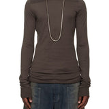 T-shirt a maniche lunghe in cotone grider in marrone Rick Owens x Moncler - unisex<BR/> 