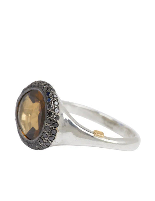 Anello olax con quarzo e diamanti neri Rosamaria - donna 