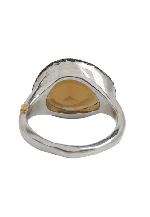 Anello olax con quarzo e diamanti neri Rosamaria - donna 