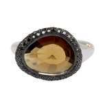 Anello olax con quarzo e diamanti neri Rosamaria - donna 
