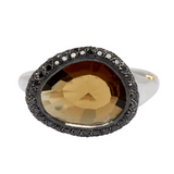 Anello olax con quarzo e diamanti neri Rosamaria - donna 