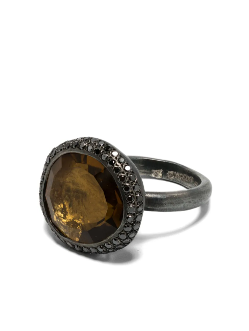 Anello baskar con quarzo e diamanti neri Rosamaris - donna 