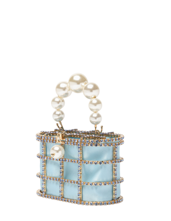Borsa con cristalli mini holli in celeste Rosantica - donna 