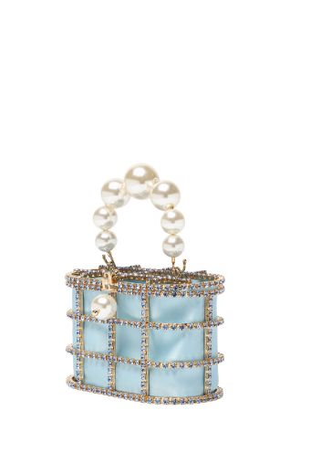 Borsa con cristalli mini holli in celeste Rosantica - donna 