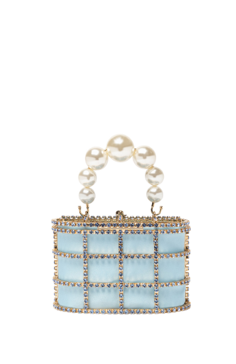 Borsa con cristalli mini holli in celeste Rosantica - donna 