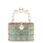 Borsa a mano con cristalli e perle holli in verde Rosantica - donna 