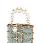 Borsa a mano con cristalli e perle holli in verde Rosantica - donna 