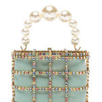 Borsa a mano con cristalli e perle holli in verde Rosantica - donna 