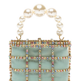 Borsa a mano con cristalli e perle holli in verde Rosantica - donna 