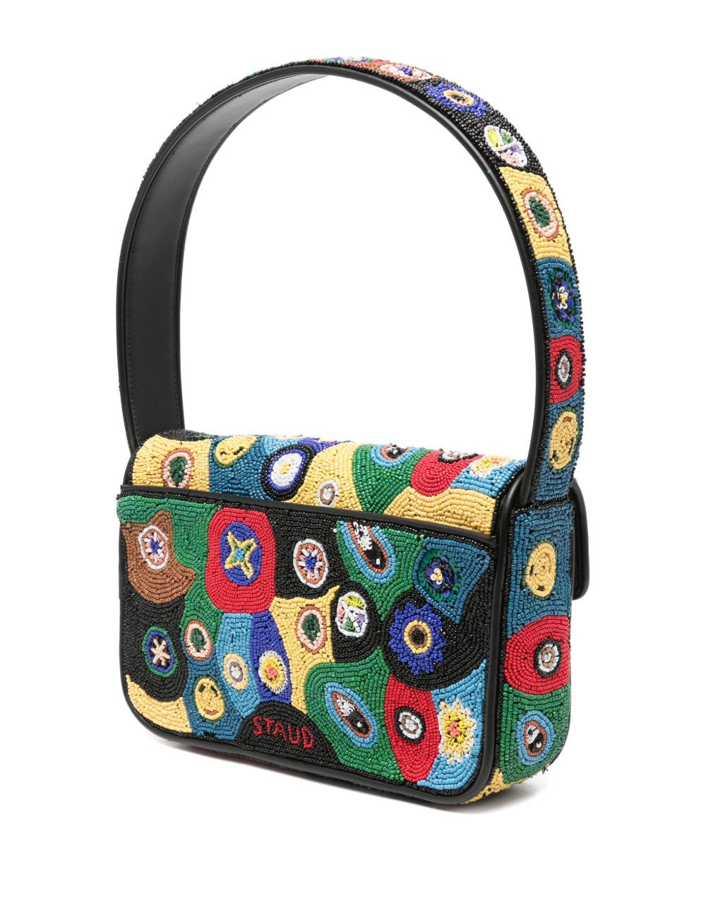 Borsa a spalla con perline in nero Staud - donna 