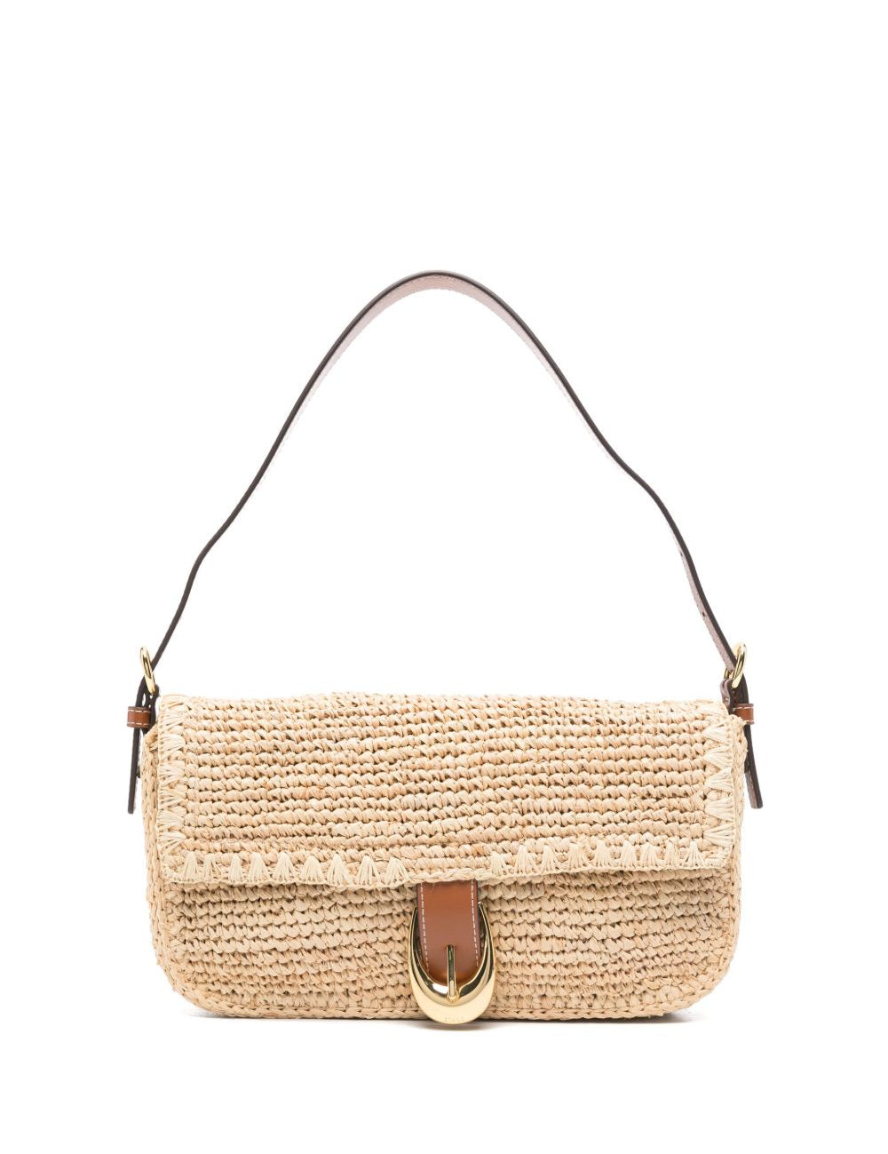 Borsa a spalla harlow rafia in beige Staud - donna 