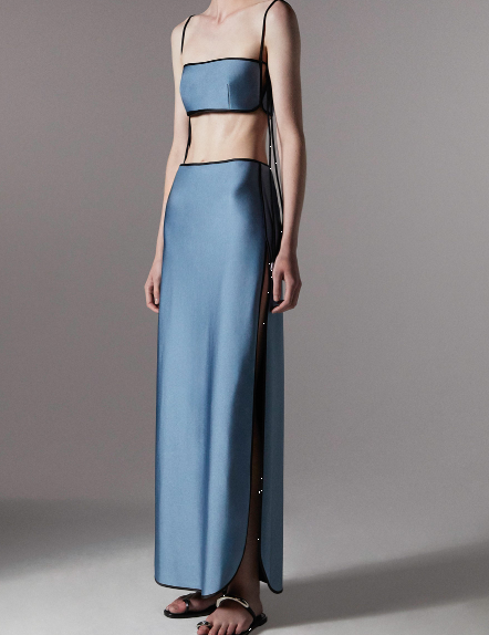 Gonna con finitura satinata sheat in blu Temily - donna 