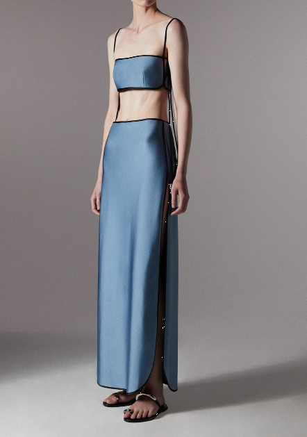 Gonna con finitura satinata sheat in blu Temily - donna 