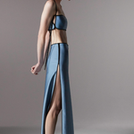 Gonna con finitura satinata sheat in blu Temily - donna 