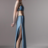 Gonna con finitura satinata sheat in blu Temily - donna 