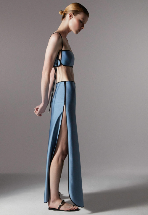 Gonna con finitura satinata sheat in blu Temily - donna 