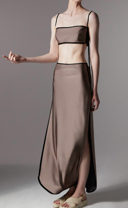 Gonna con finitura satinata sheat in marrone Temily - donna 