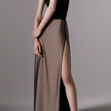 Gonna con finitura satinata sheat in marrone Temily - donna 