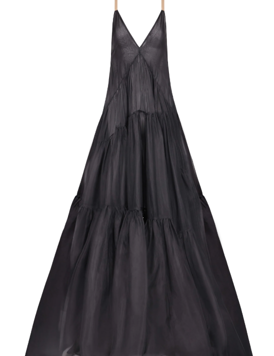 Abito maxi con scollo a V in nero Temily - donna 