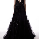 Abito maxi con scollo a V in nero Temily - donna 