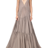 Abito maxi con scollo a v in grigio Temily - donna 