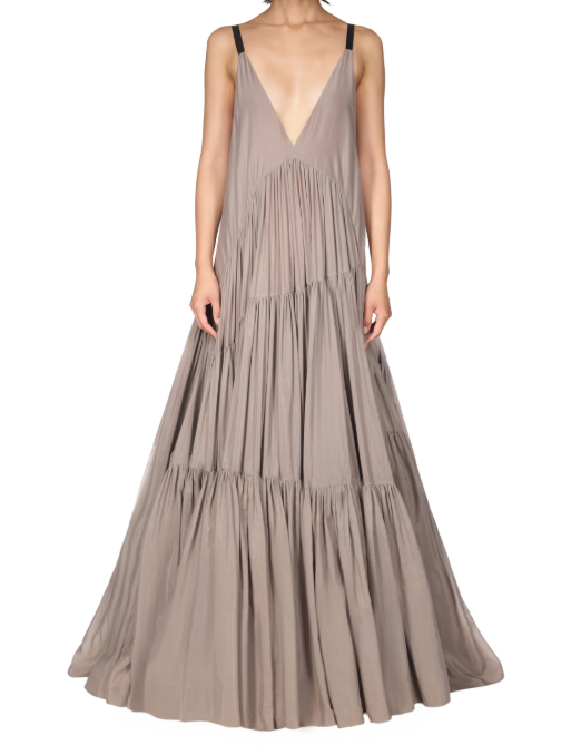 Abito maxi con scollo a v in grigio Temily - donna 