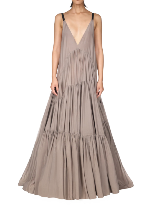 Abito maxi con scollo a v in grigio Temily - donna 