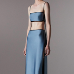 Top satinato crop con spalline in blu Temily - donna 