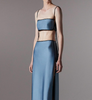 Top satinato crop con spalline in blu Temily - donna