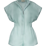 Tuta in seta racer in celeste Temily - donna 