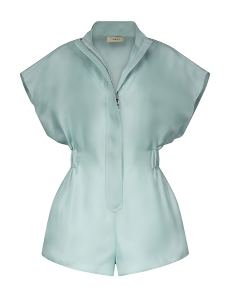 Tuta in seta racer in celeste Temily - donna 