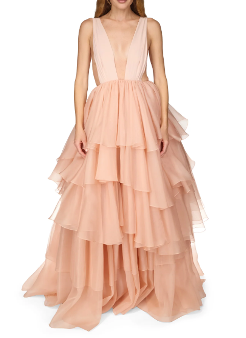 Abito Apollo con scollo a V profondo in rosa Temily - donna 