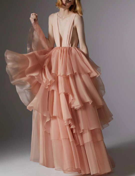 Abito Apollo con scollo a V profondo in rosa Temily - donna 