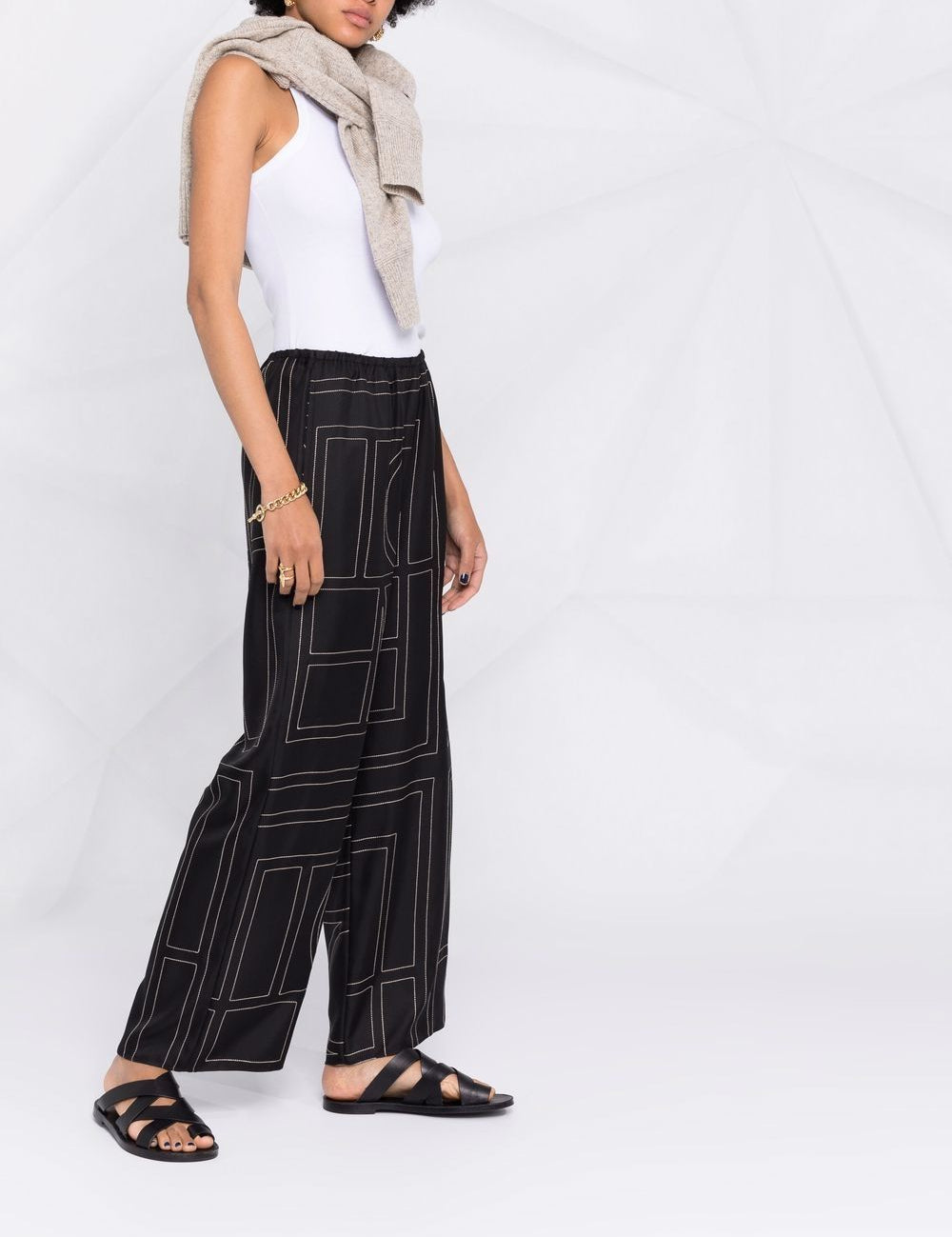 Pantaloni con stampa monogramma in nero - TOTEME  - donna 