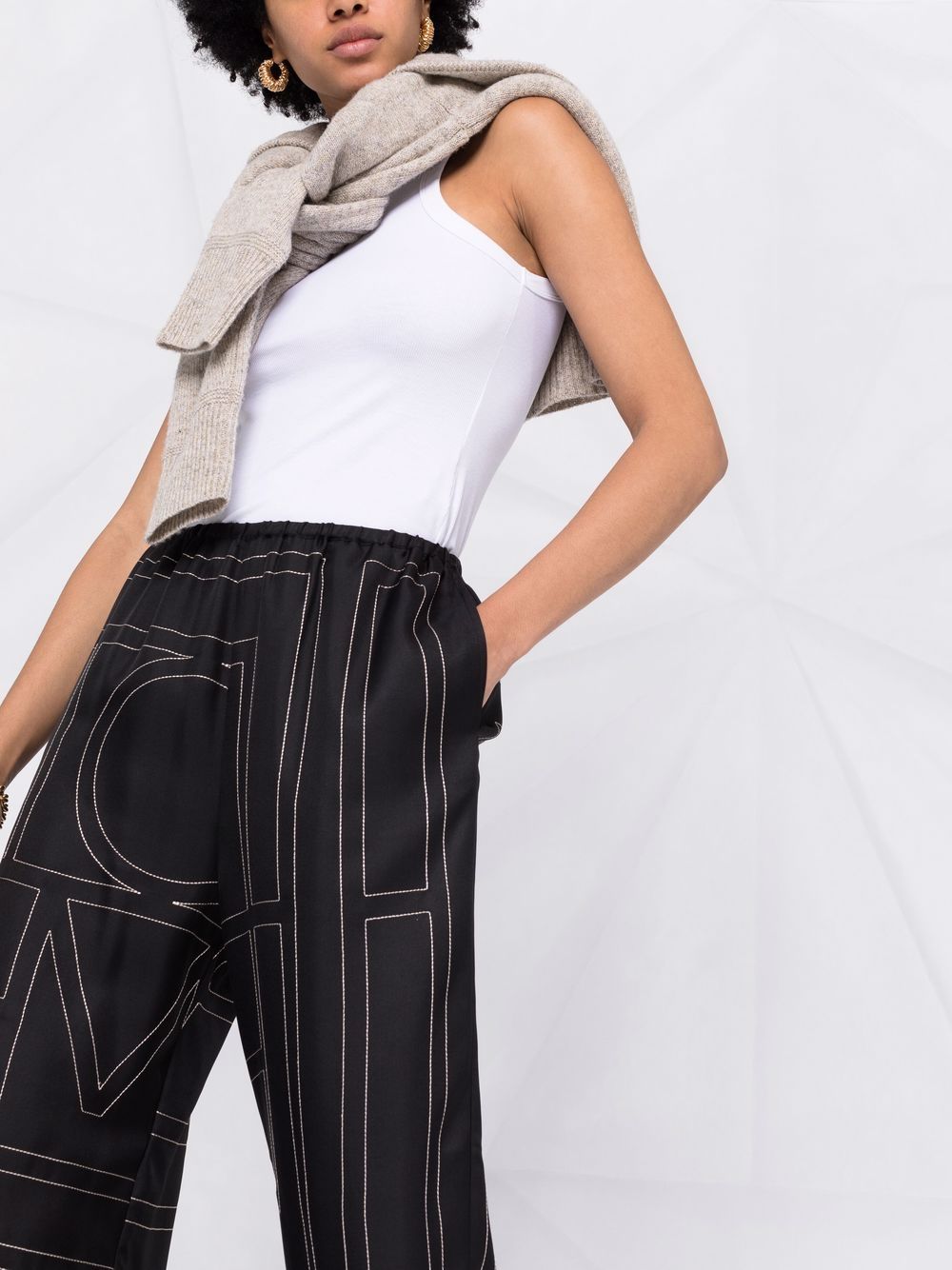 Pantaloni con stampa monogramma in nero - TOTEME  - donna 