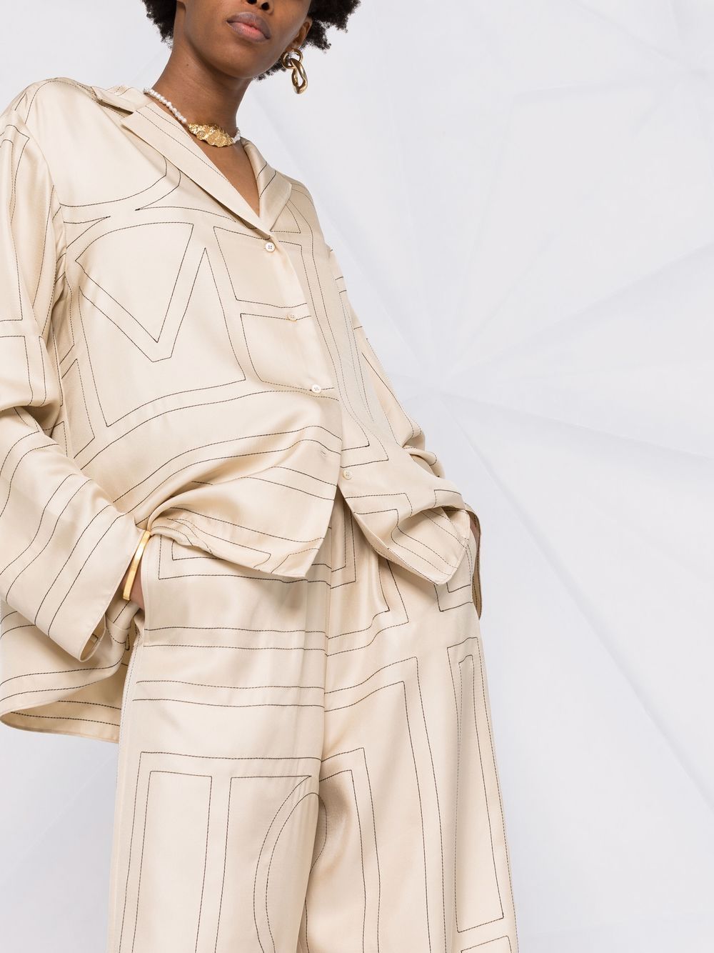 Pantaloni con stampa in beige - toteme - donna 