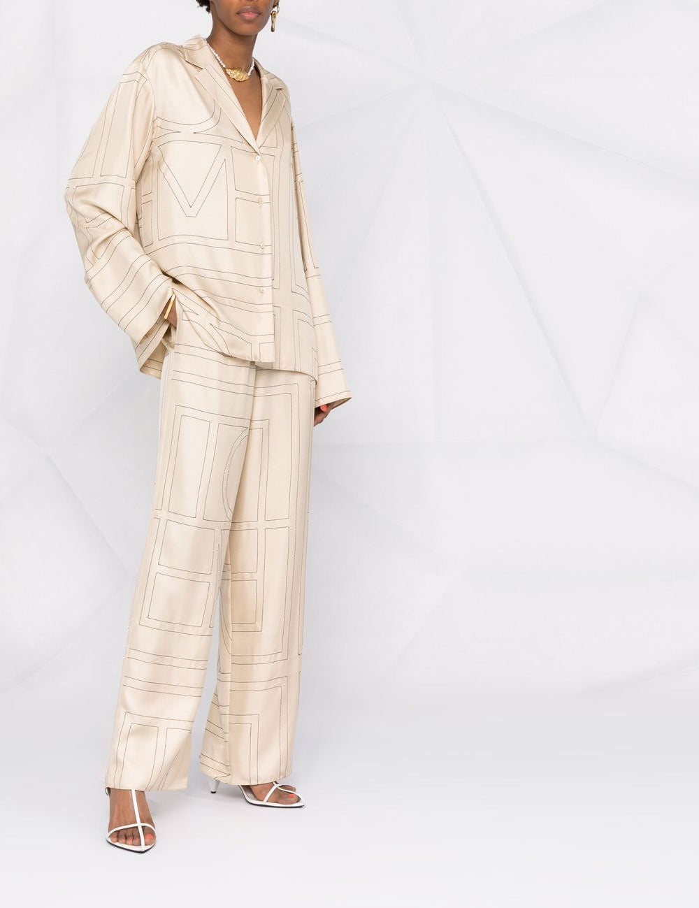 Camicia con monogramma in beige Toteme - donna 