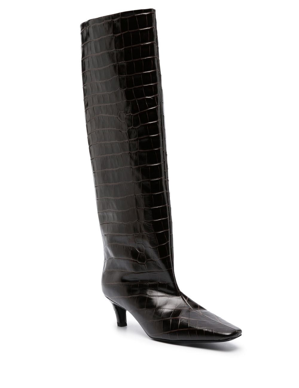 Stivali goffrati con effetto coccodrillo in marrone Toteme - donna 