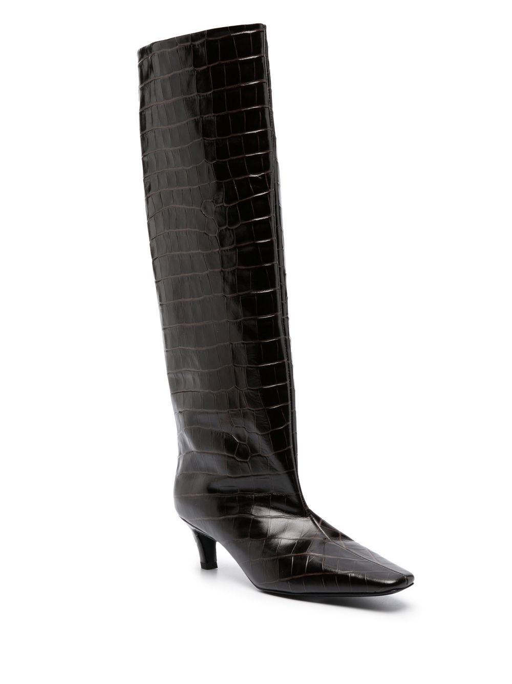 Stivali goffrati con effetto coccodrillo in marrone Toteme - donna 