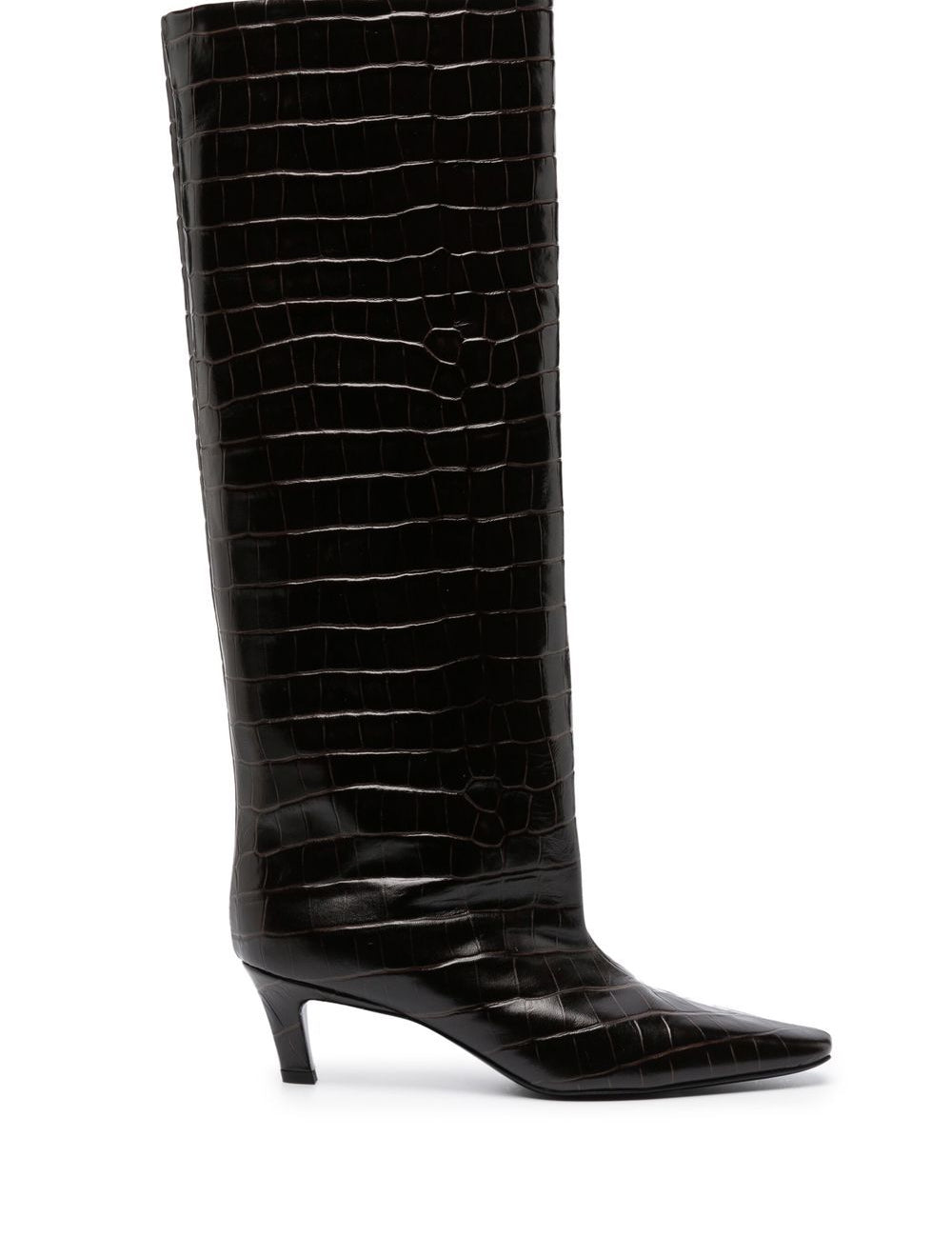 Stivali goffrati con effetto coccodrillo in marrone Toteme - donna 