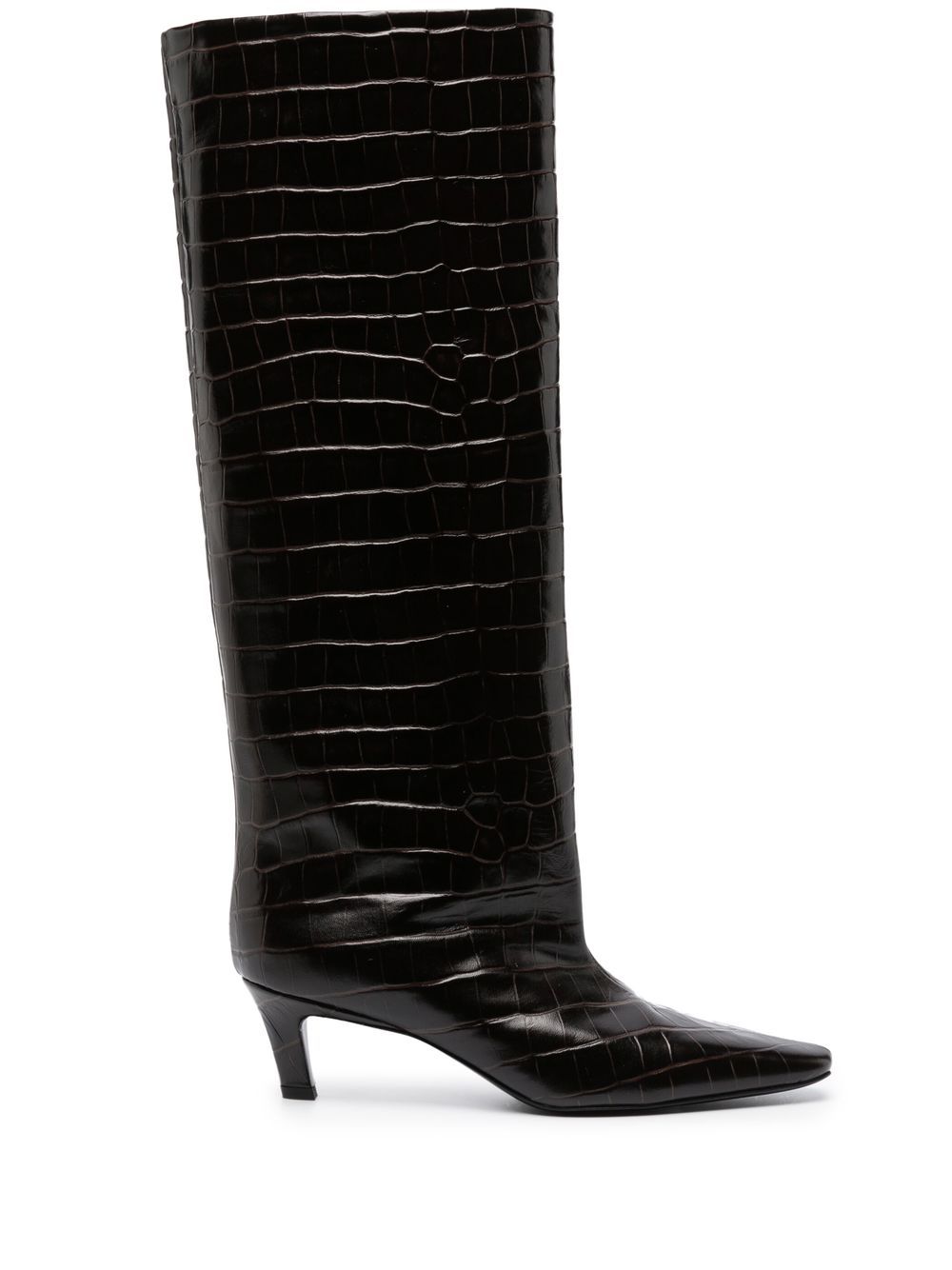 Stivali goffrati con effetto coccodrillo in marrone Toteme - donna 