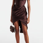 Abito mini asimmetrico Nova Cora in raso in marrone Vivienne Westwood - donna 
