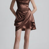 Abito mini drapeggiato doll in raso in marrone Vivienne Westwood - donna 