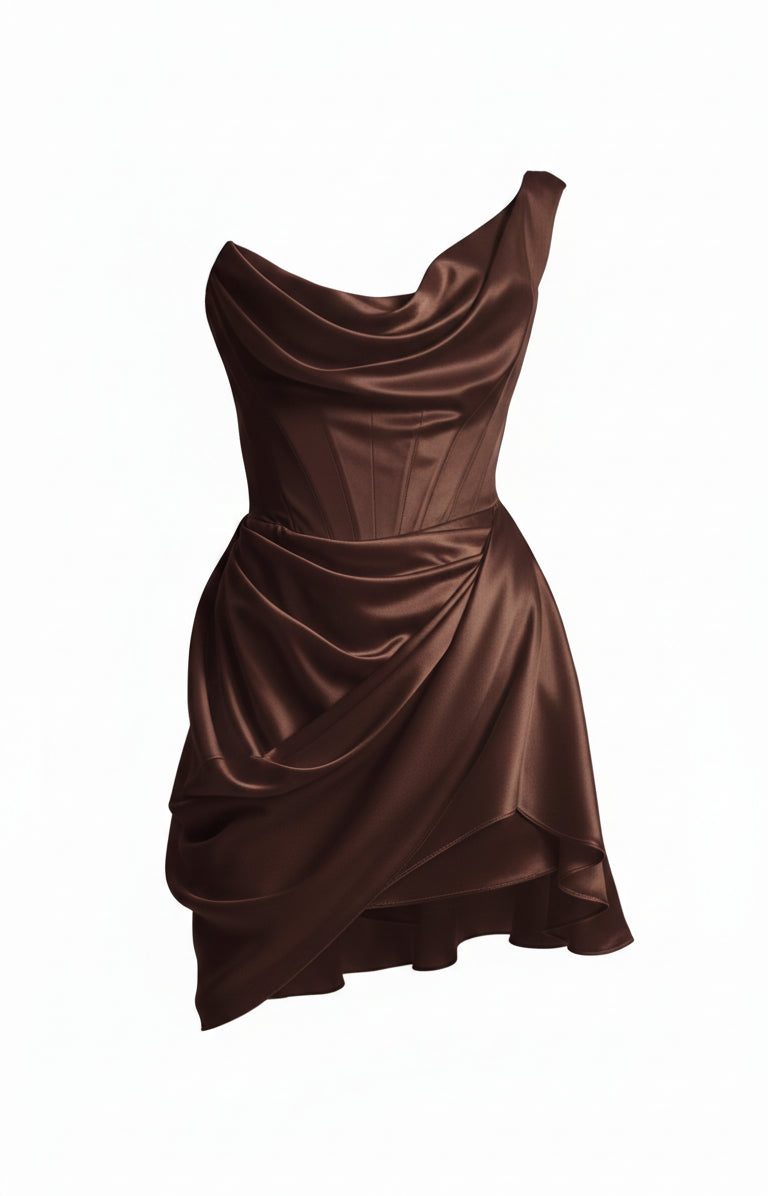 Abito mini drapeggiato doll in raso in marrone Vivienne Westwood - donna 