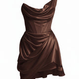 Abito mini drapeggiato doll in raso in marrone Vivienne Westwood - donna 