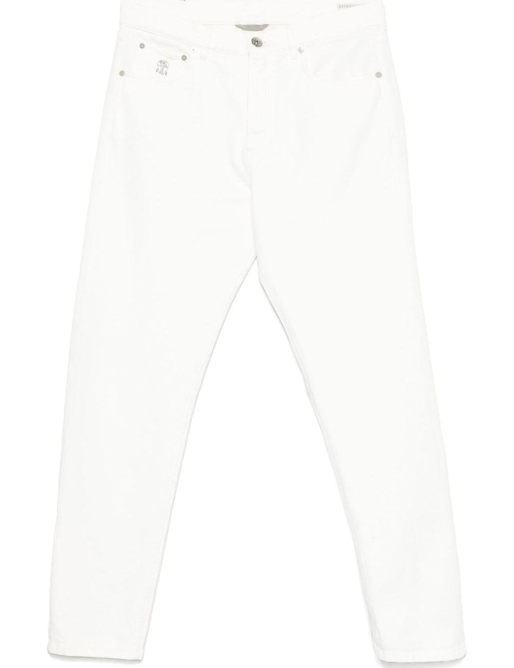 Jeans a gamba dritta in bianco Brunello cucinelli - uomo 