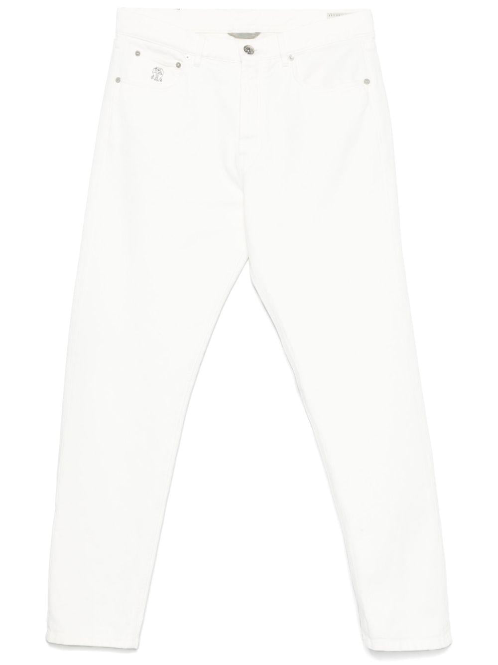 Jeans a gamba dritta in bianco Brunello cucinelli - uomo 